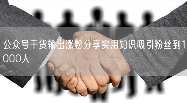 公众号干货输出涨粉分享实用知识吸引粉丝到1000人