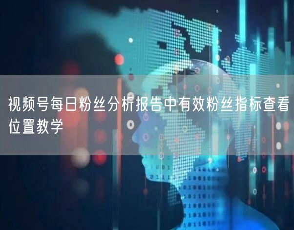 视频号每日粉丝分析报告中有效粉丝指标查看位置教学