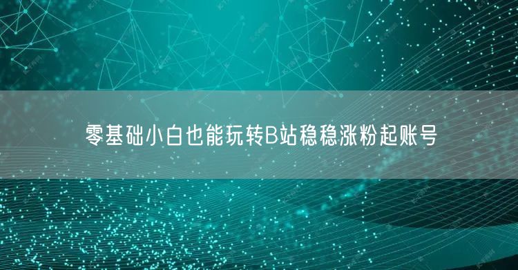 零基础小白也能玩转B站稳稳涨粉起账号