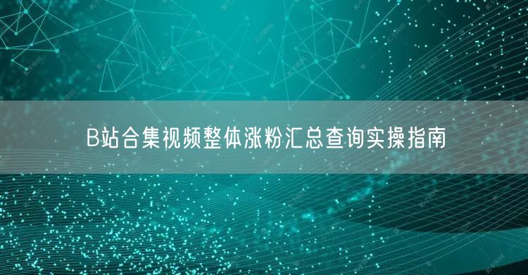 B站合集视频整体涨粉汇总查询实操指南