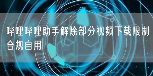 哔哩哔哩助手解除部分视频下载限制合规自用