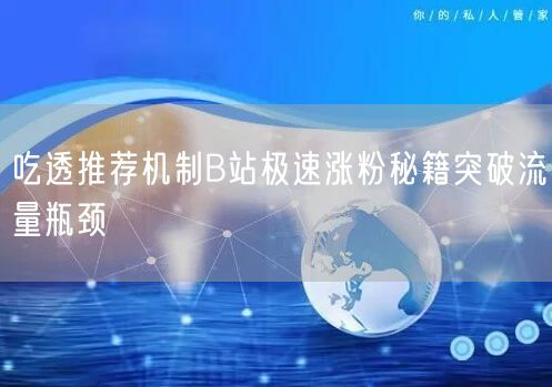 吃透推荐机制B站极速涨粉秘籍突破流量瓶颈