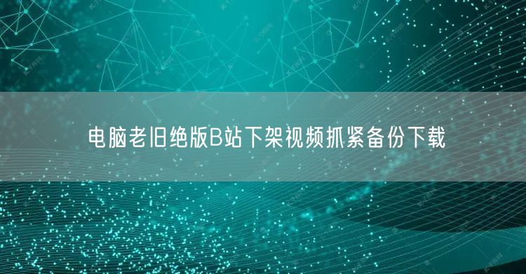 电脑老旧绝版B站下架视频抓紧备份下载